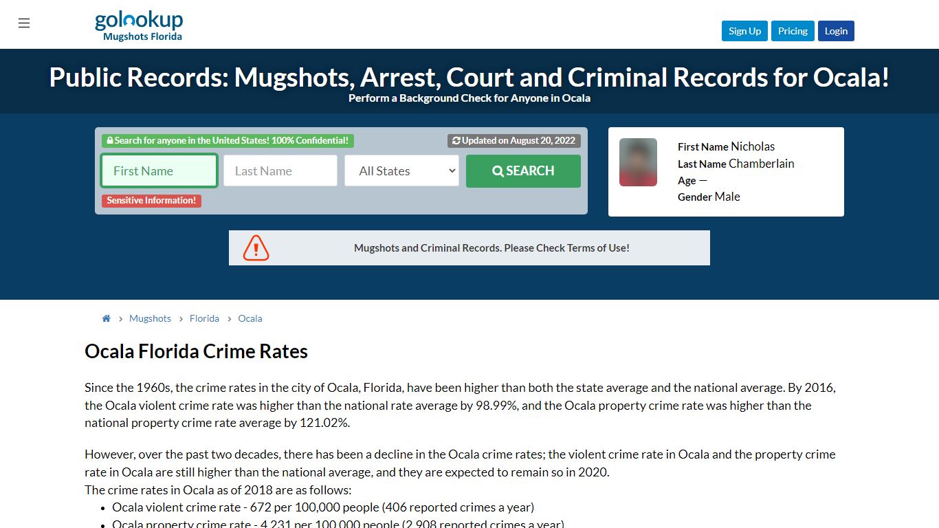 Mugshots Ocala, Arrest Records Ocala - GoLookUp